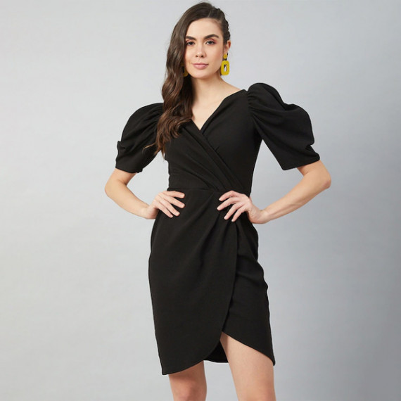 https://wayedge.in/products/black-wrap-dress-with-volume-sleeves