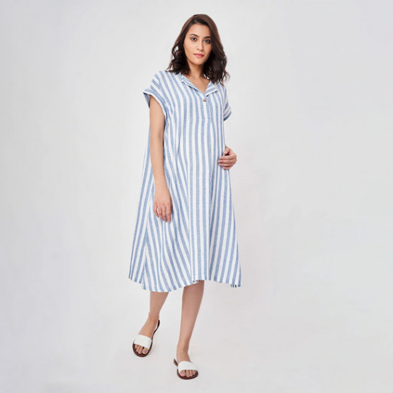 https://wayedge.in/products/blue-striped-maternity-shirt-midi-dress
