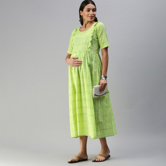 https://wayedge.in/products/lime-green-woven-design-handloom-maternity-a-line-midi-dress
